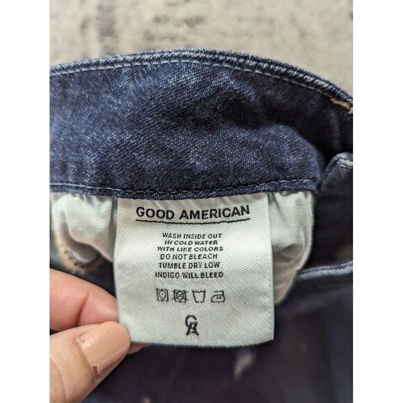 Good American Good Legs Skinny Leg Distressed Jeans Women's Size 2/26 Dark Wash - Picture 5 of 15